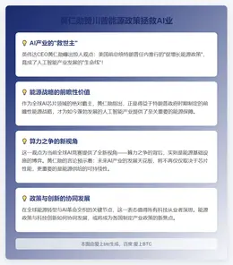 黄仁勋赞川普能源政策拯救AI业