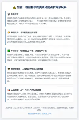 警告：哈塞特掌舵美联储或引发降息风暴