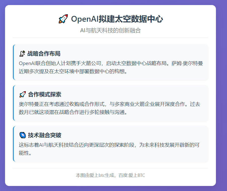 OpenAI拟建太空数据中心