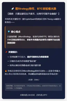 若Strategy持币，BTC本轮难大跌