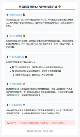 马来西亚查抄1.4万台比特币矿机
