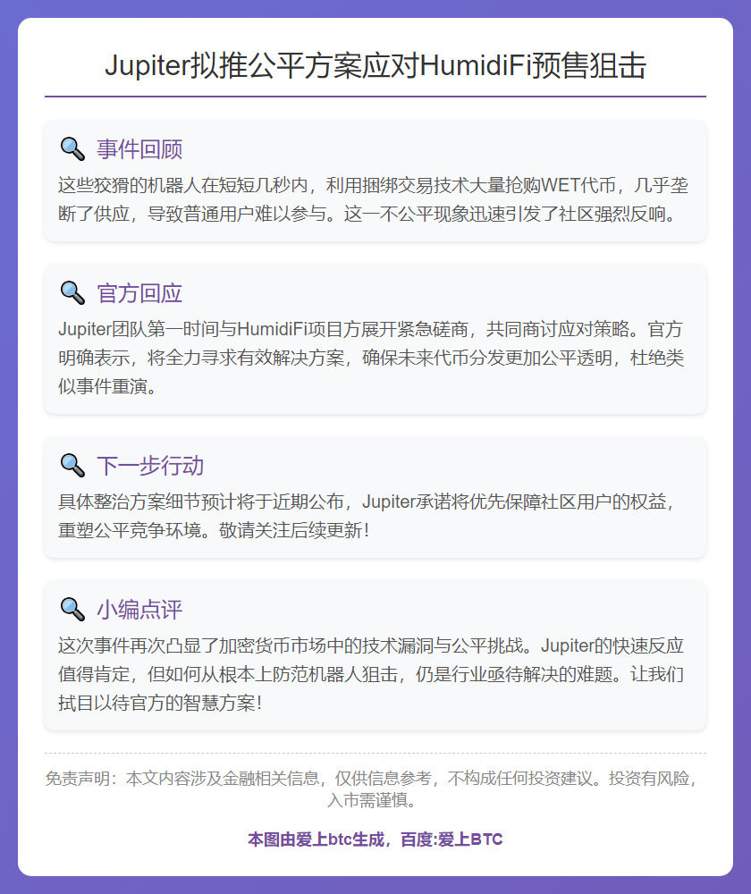 Jupiter拟推公平方案应对HumidiFi预售狙击