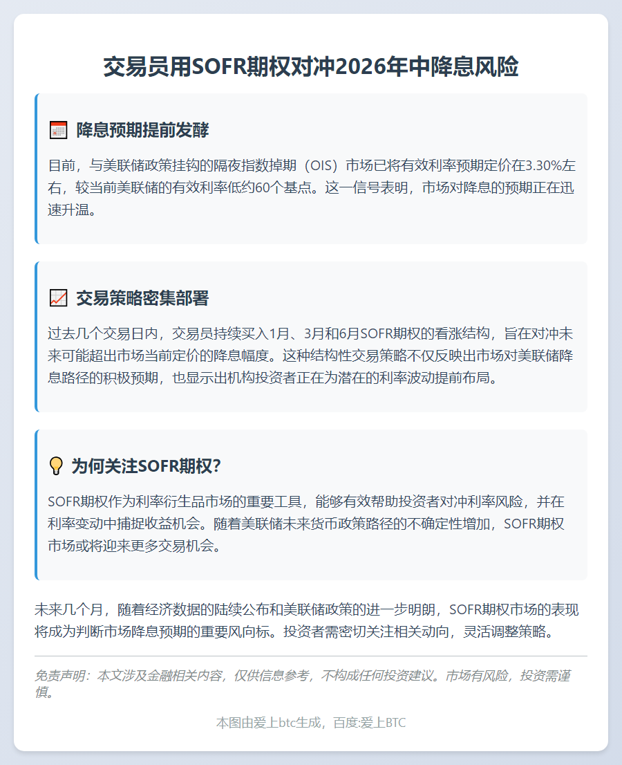 交易员用SOFR期权对冲2026年中降息风险