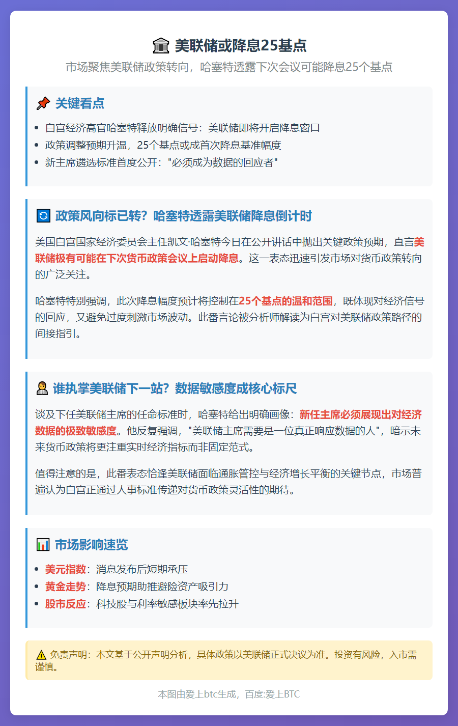 美联储或降息25基点
