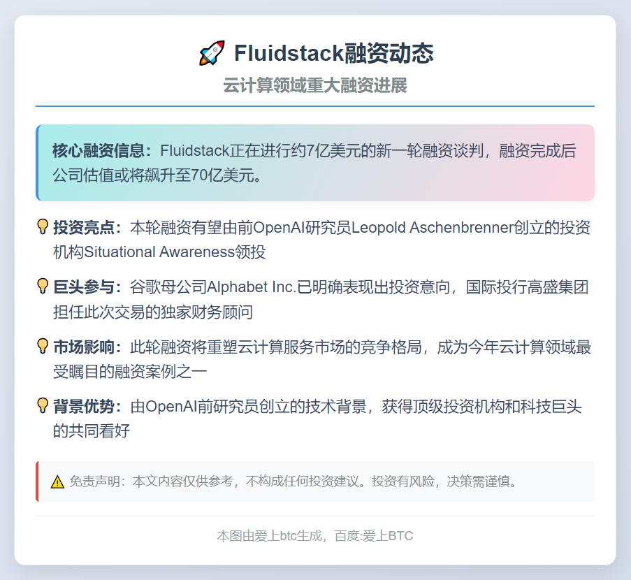 Fluidstack融资7亿美元在即