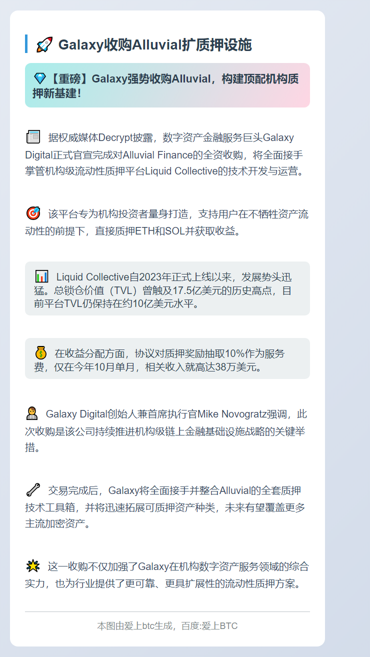 Galaxy收购Alluvial扩质押设施