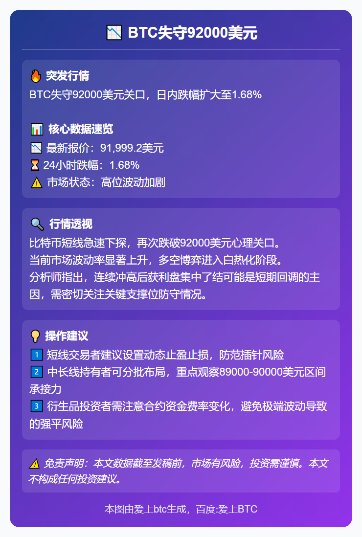 BTC失守92000美元