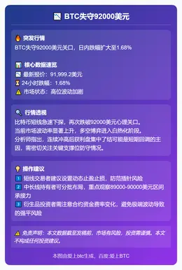BTC失守92000美元