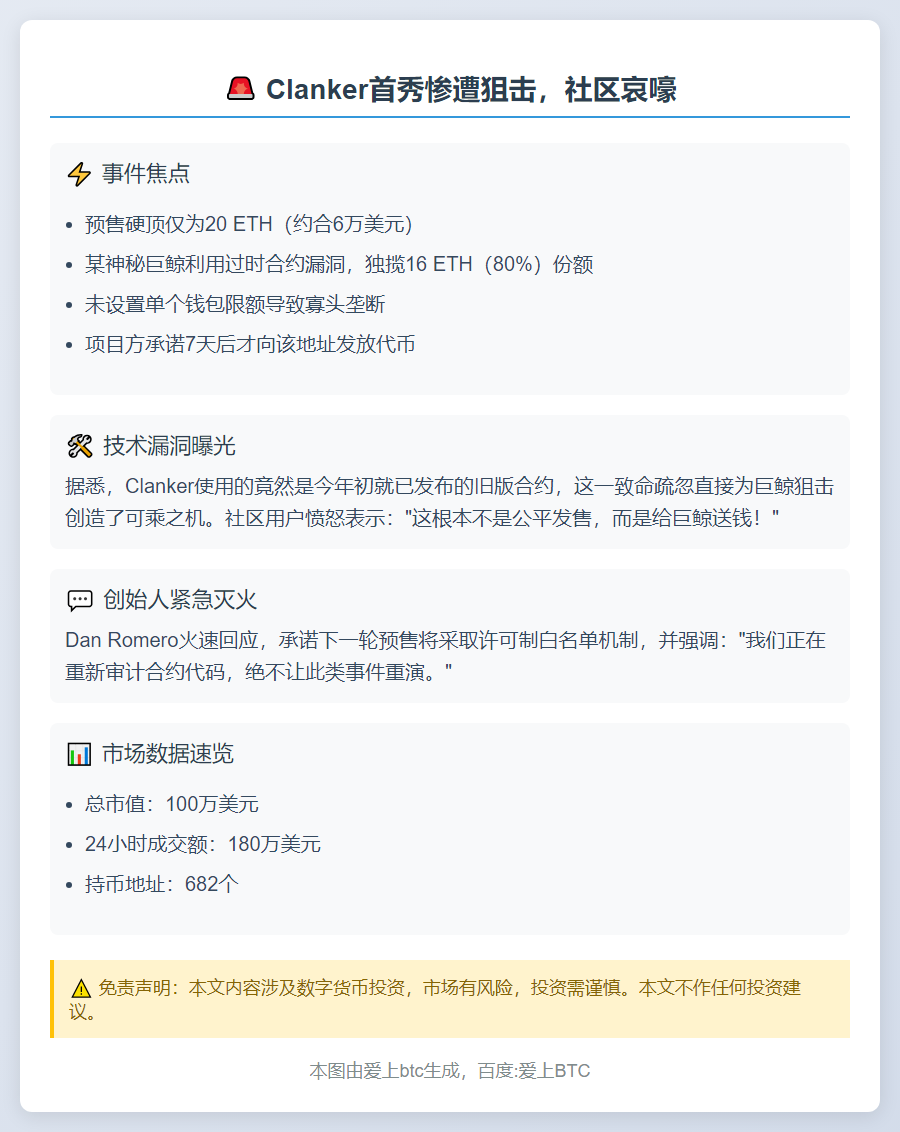 Clanker首秀惨遭狙击，社区哀嚎