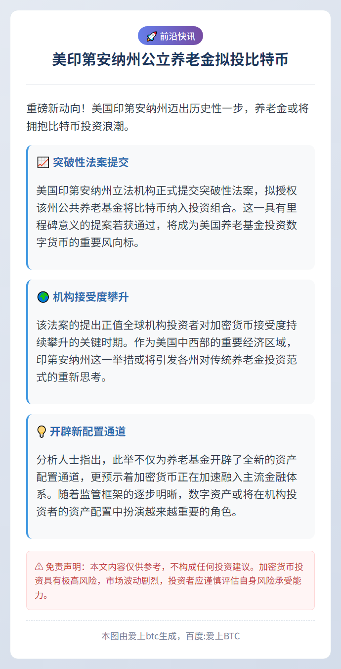 美印第安纳州公立养老金拟投比特币