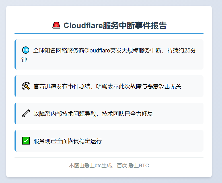 Cloudflare宕机25分钟：非网络攻击所致