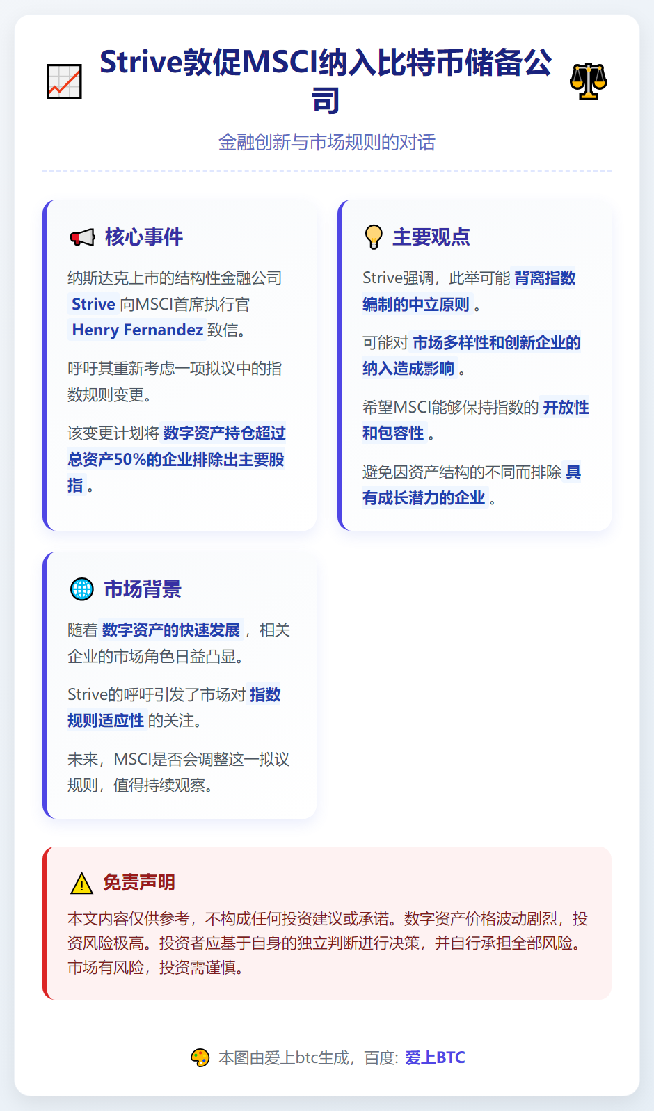Strive敦促MSCI纳入比特币储备公司