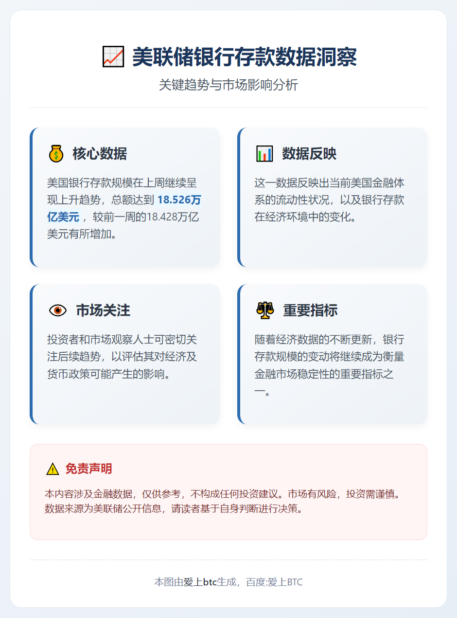 美联储：上周银行存款18.526万亿美元