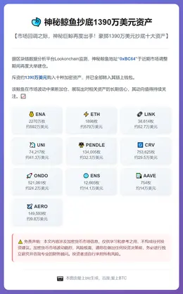 神秘鲸鱼抄底1390万美元资产