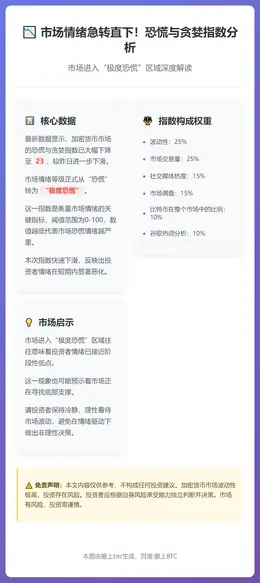 恐慌指数骤降至23，市场极度恐慌
