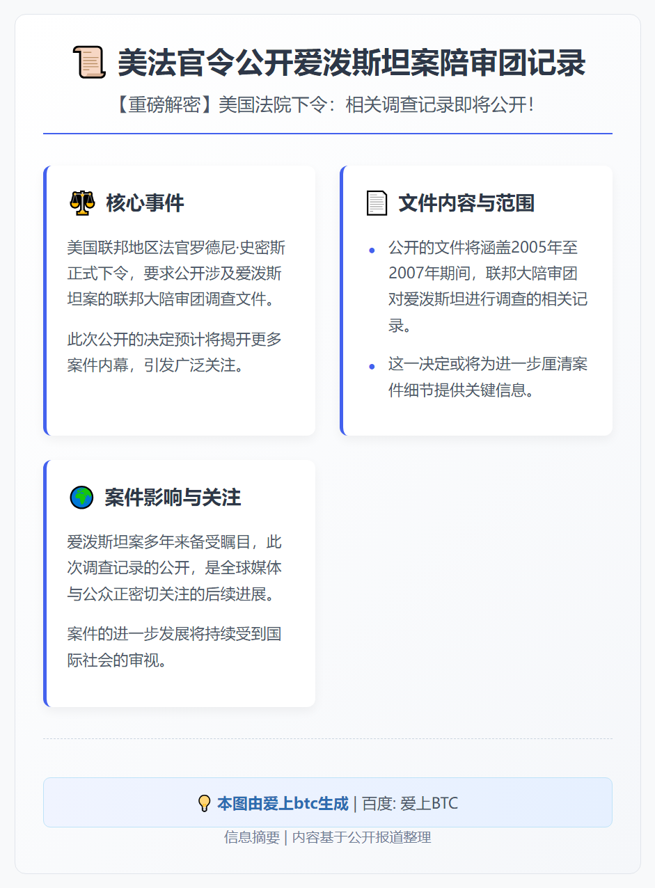 美法官令公开爱泼斯坦案陪审团记录