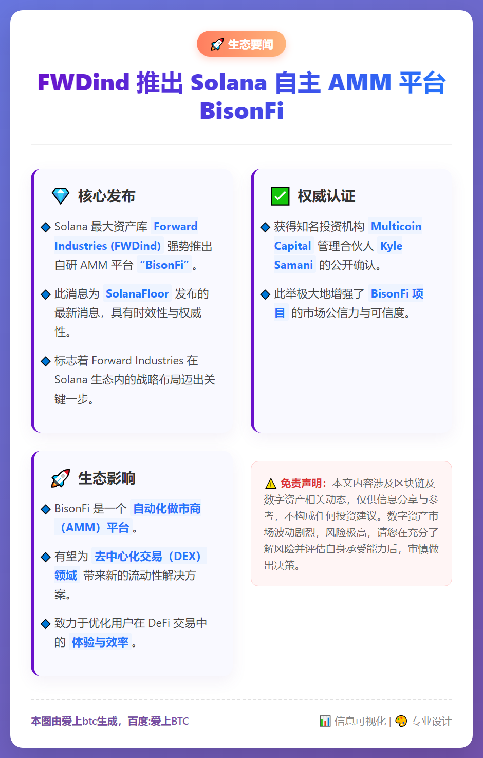 FWDind推Solana自主AMM平台BisonFi