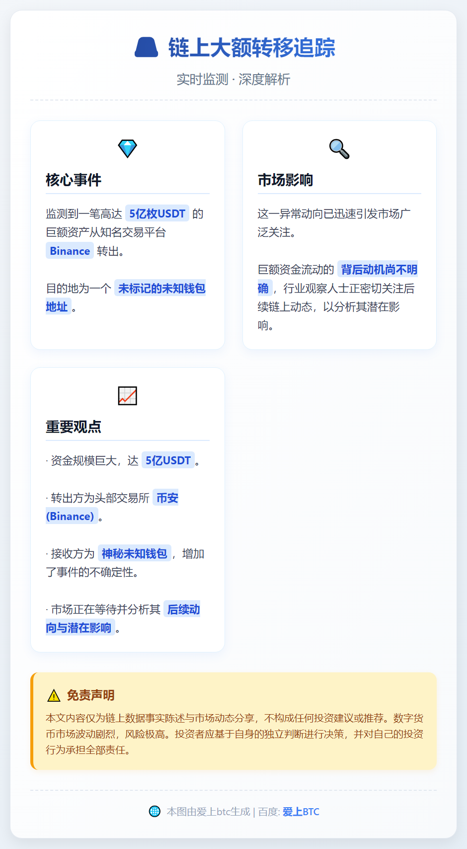 5亿USDT转出币安至未知钱包