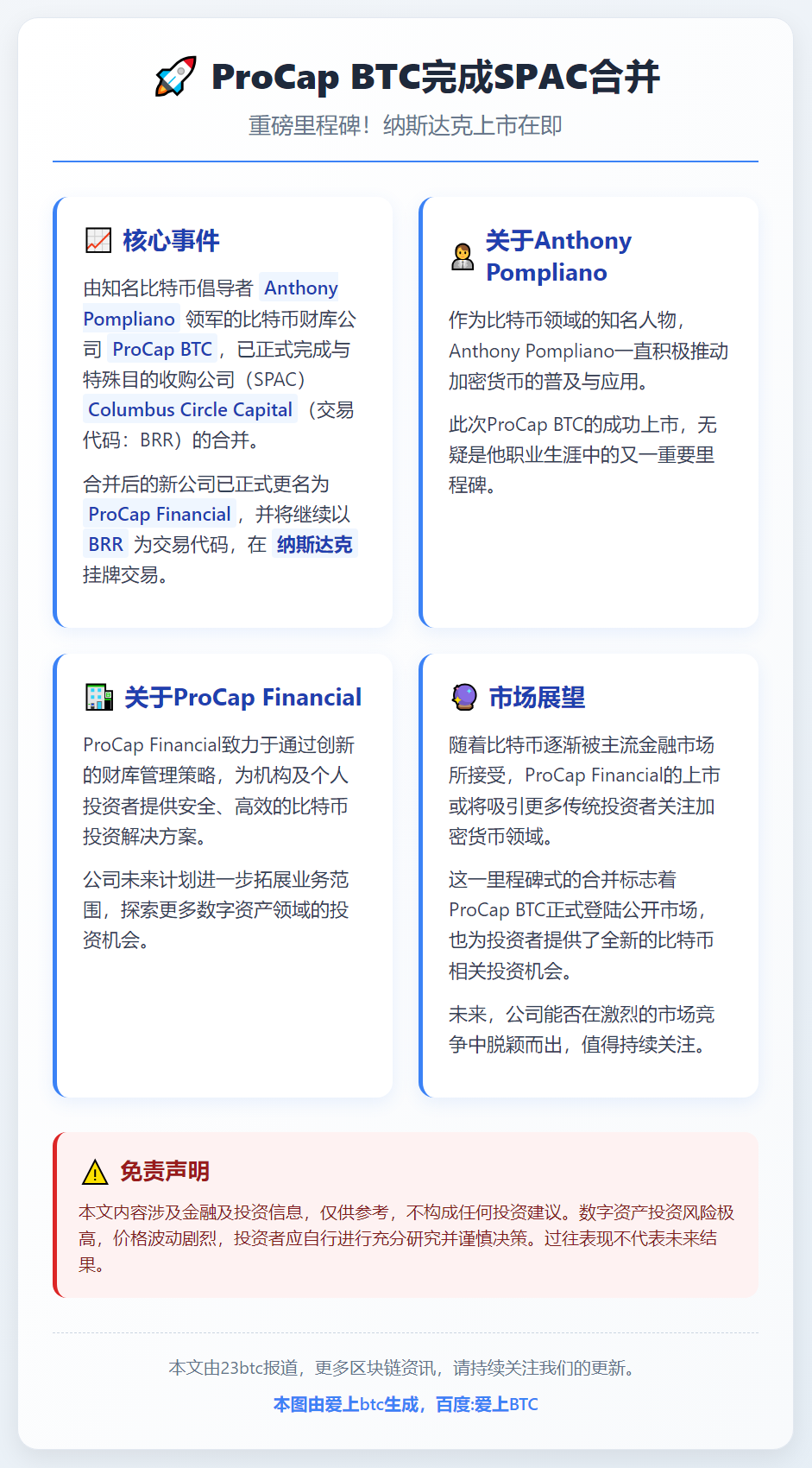 ProCap BTC完成SPAC合并