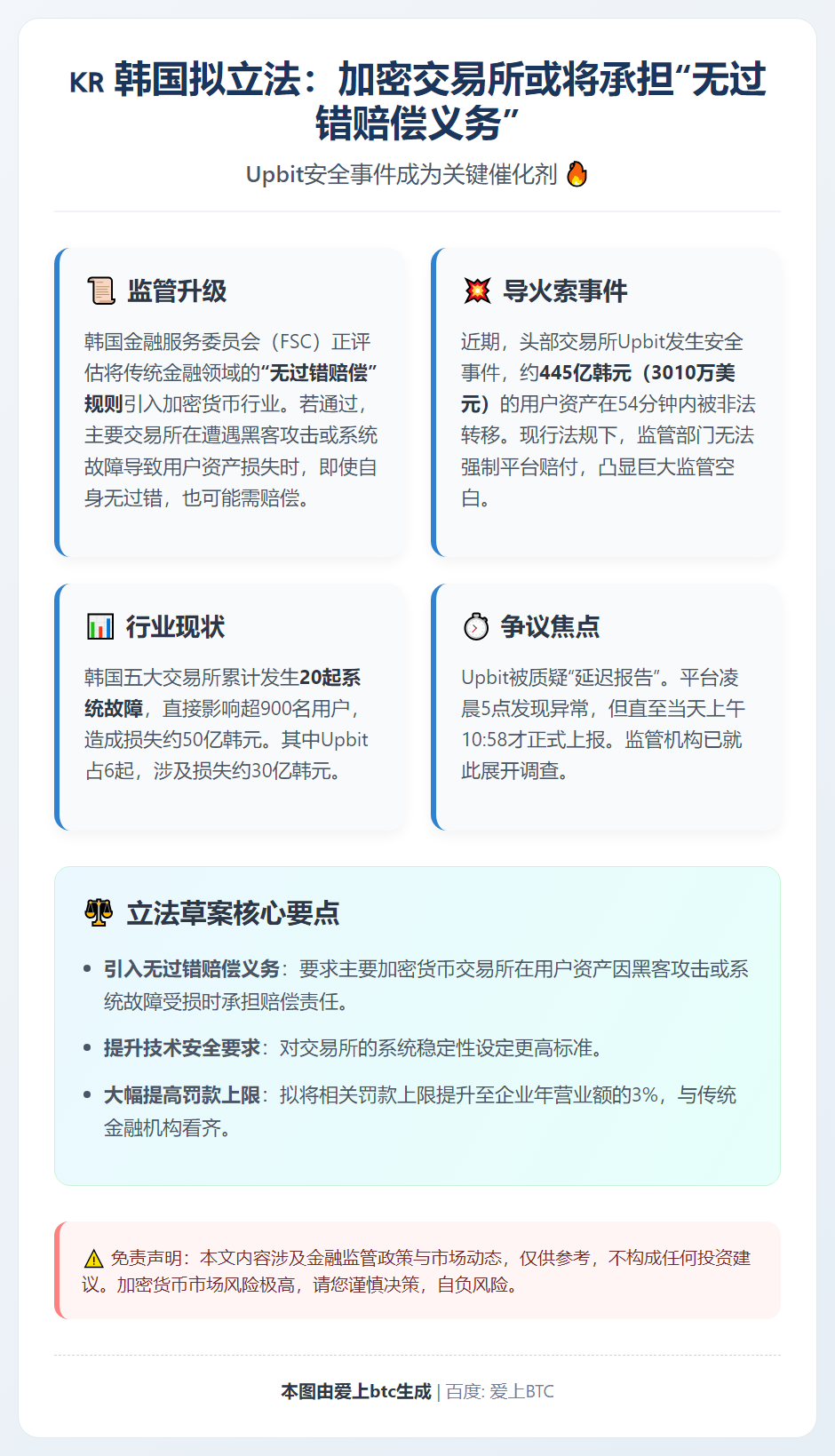 韩拟强制加密交易所承担无过错赔偿，Upbit事件成导火索