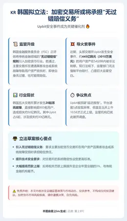 韩拟强制加密交易所承担无过错赔偿，Upbit事件成导火索