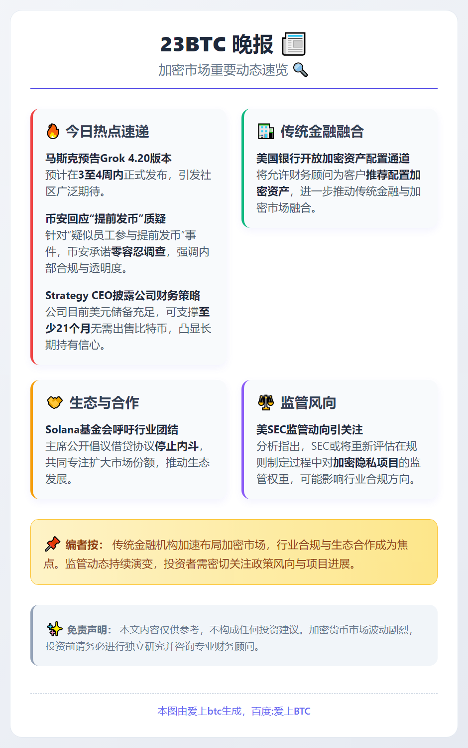 23btc晚报 | 12月7日重要动态速览
