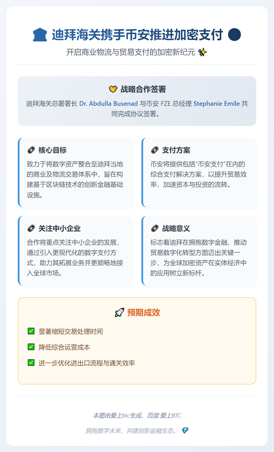 迪拜海关携手币安推进加密支付