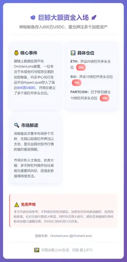 巨鲸存入600万USDC做多ETH、SUI、FARTCOIN