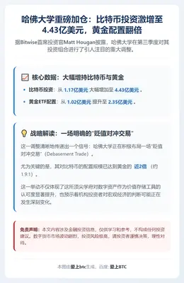 哈佛增持比特币至4.43亿美元