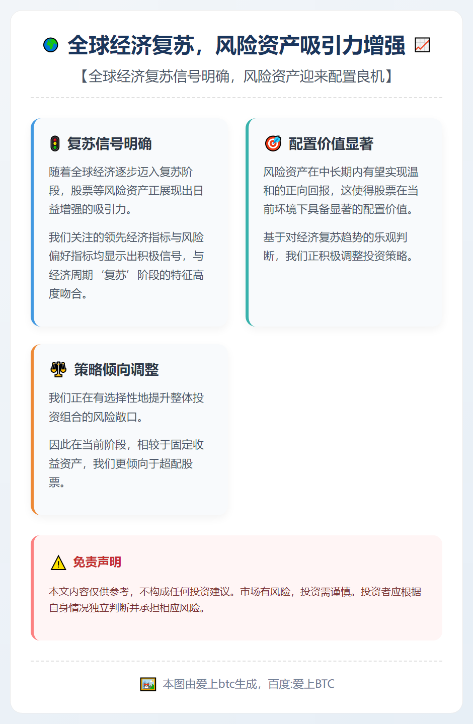 全球经济复苏，风险资产吸引力增强