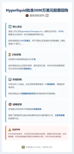 Hyperliquid批准3000万美元股票回购