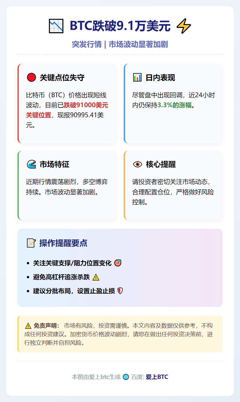 BTC跌破9.1万美元