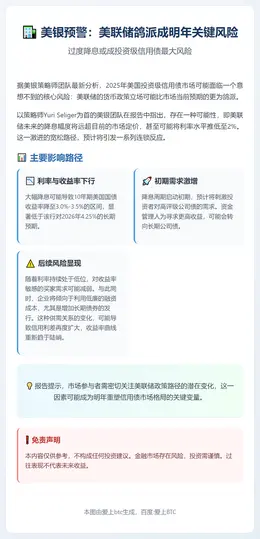 美银：美联储鸽派成明年美投资级债关键风险