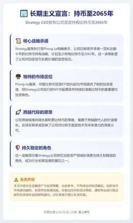 CEO：公司持比特币至2065年，坚持长期积累