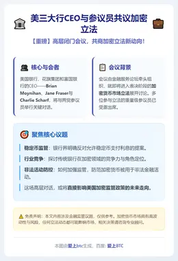 美三大行CEO与参议员共议加密立法
