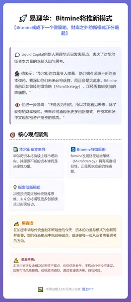 易理华：Bitmine将推新模式