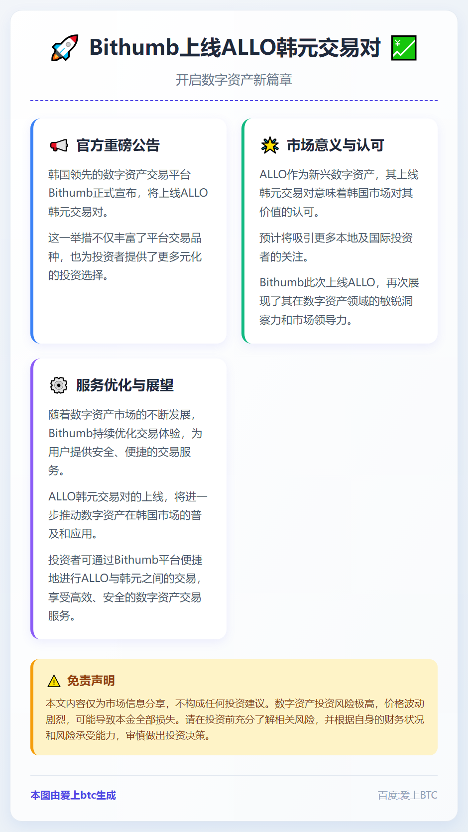 Bithumb上线ALLO韩元交易对