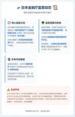 日本金融厅：海外加密ETF挂钩CFD暂不放开