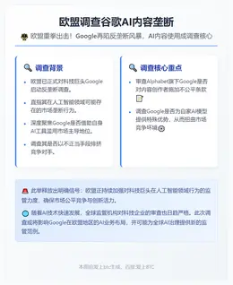 欧盟调查谷歌AI内容垄断