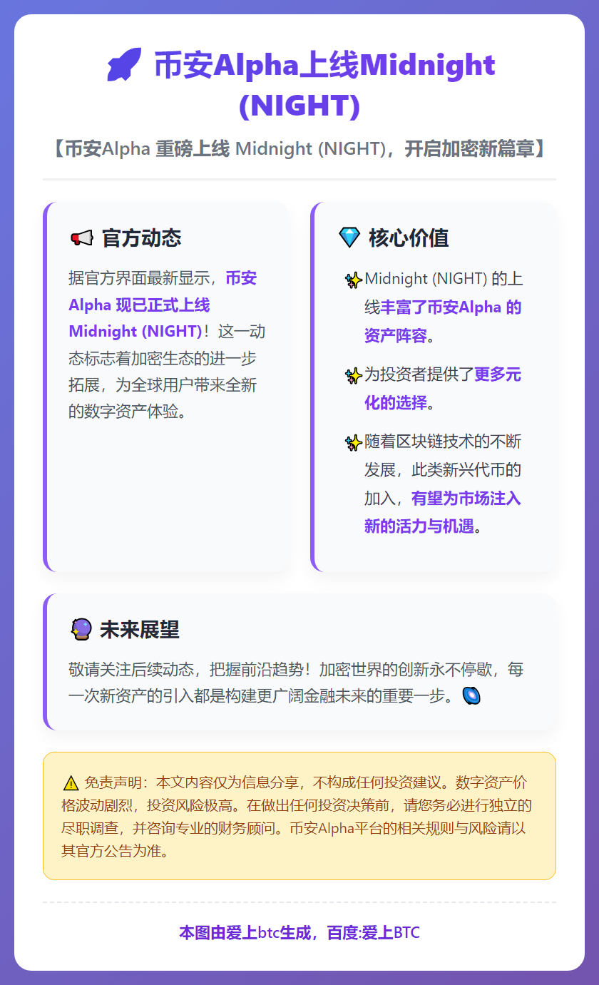币安Alpha上线Midnight (NIGHT)