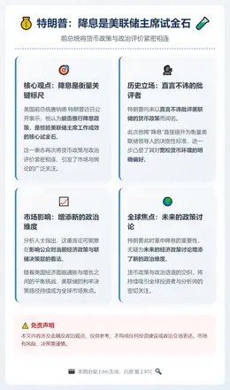 特朗普：降息是美联储主席试金石