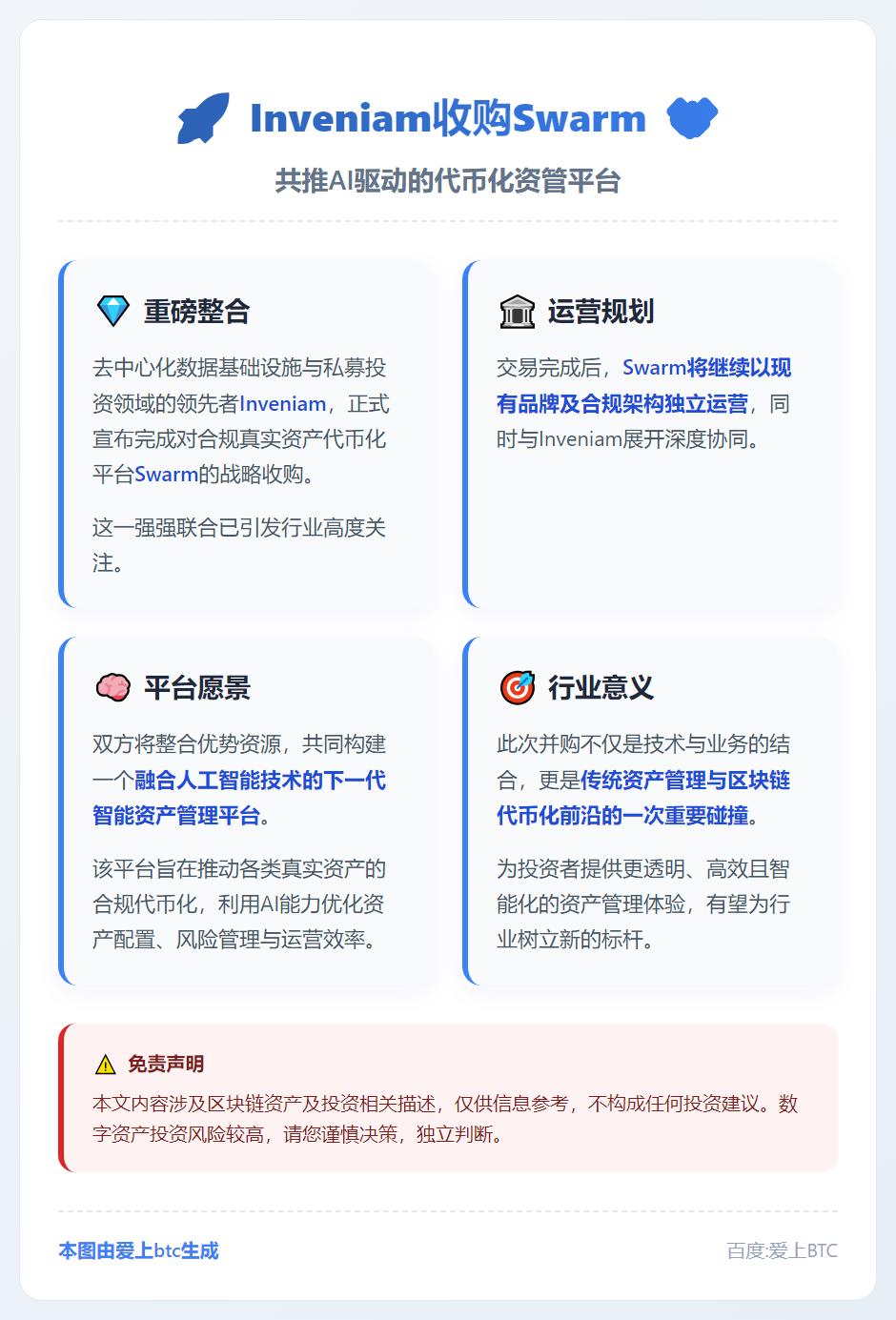 Inveniam收购Swarm 共推代币化资管平台