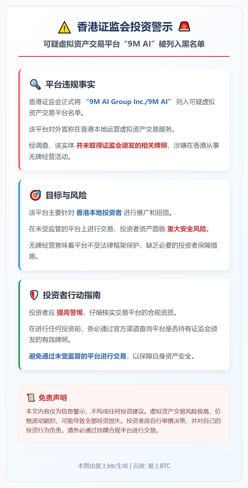 香港证监会警示“9M AI”可疑交易平台