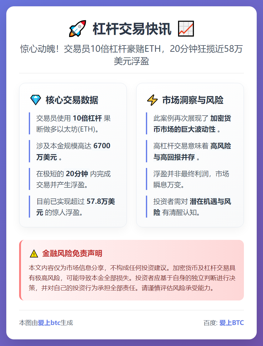 杠杆做多ETH 20分钟浮盈超57万美元