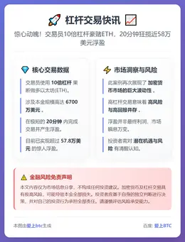 杠杆做多ETH 20分钟浮盈超57万美元