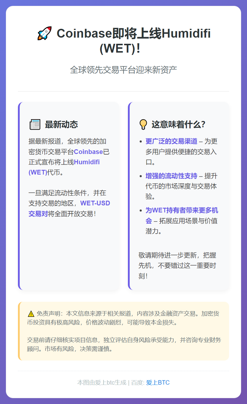 Coinbase上线Humidifi (WET)