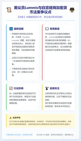 美议员Lummis与白宫磋商加密货币法案争议点