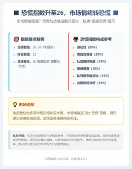 恐慌指数升至26，市场情绪转恐慌