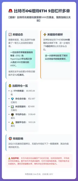 比特币OG增持ETH 5倍杠杆多单