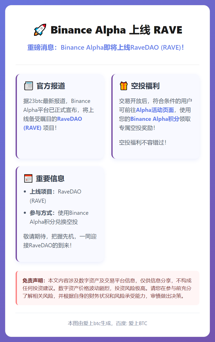 Binance Alpha 12月12日上线RAVE